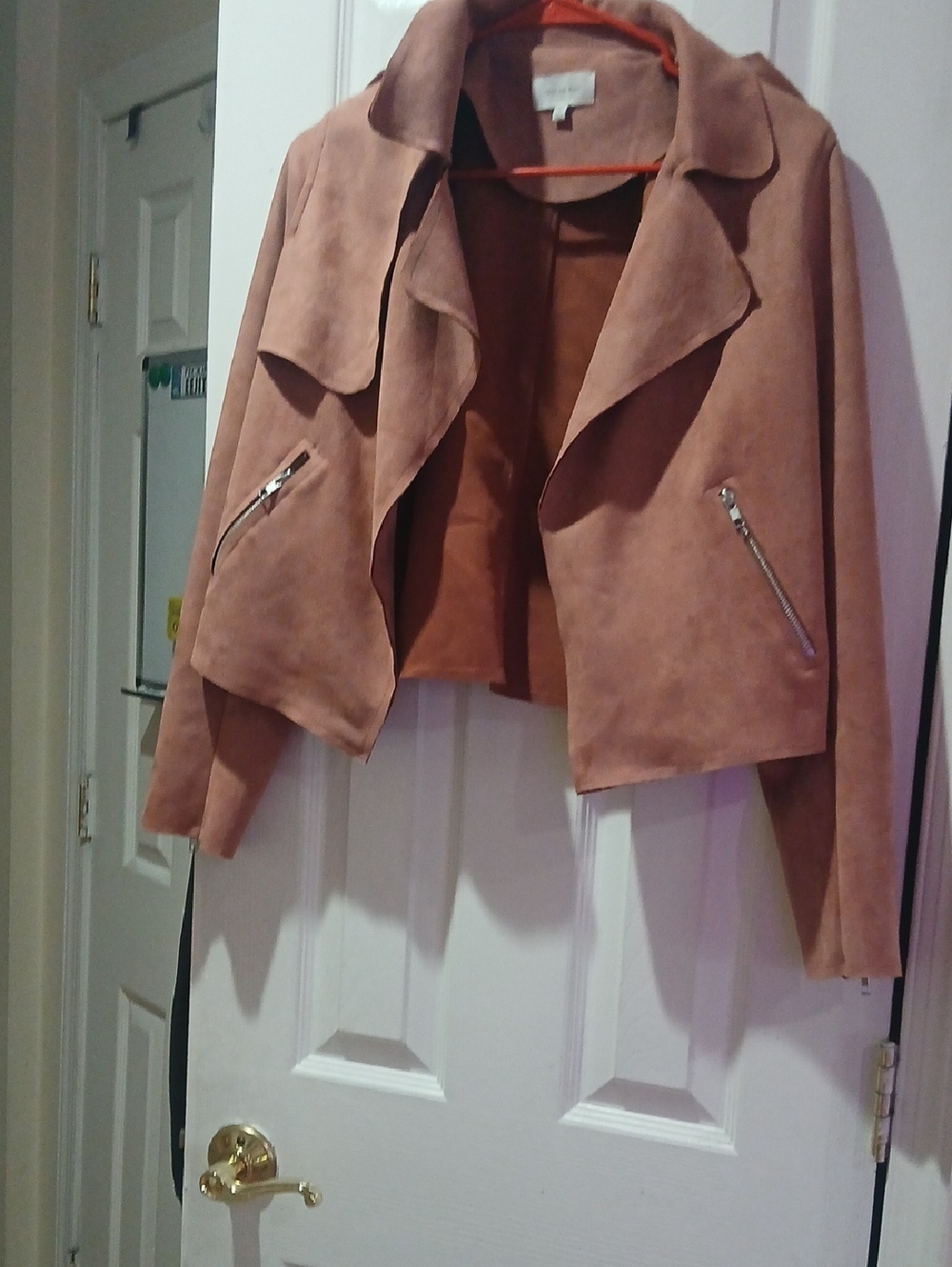 Skies Are Blue Dusty Rose Suede Moto Jacket